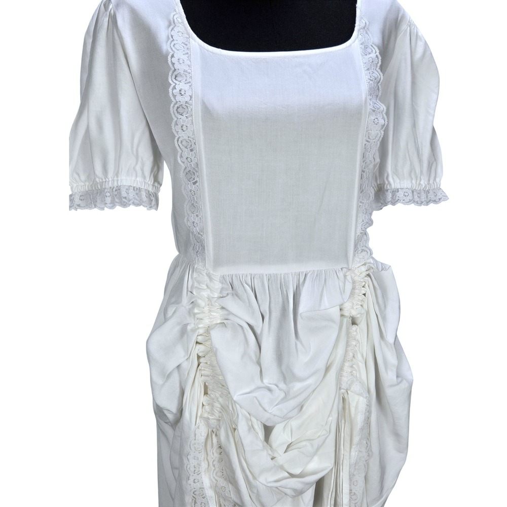 Women's Pirate Dressing Large White Lace Trim Bustle Adjustable Dress‎ Victorian - Picture 3 of 6